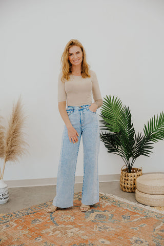 RIVER HIGH RISE 90'S WIDE LEG DENIM - LT WASH