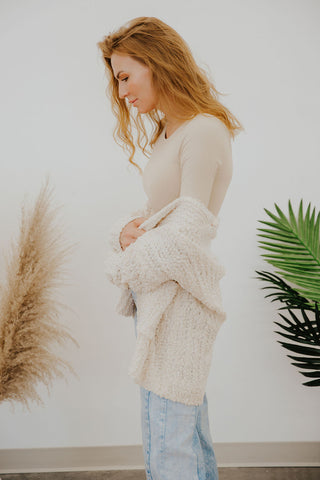 KINSLEY CASUAL KNIT OPEN CARDIGAN ~ CREAM