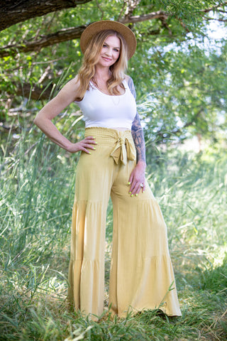 Brinley High Waisted Wide Leg Pant ~ Mustard