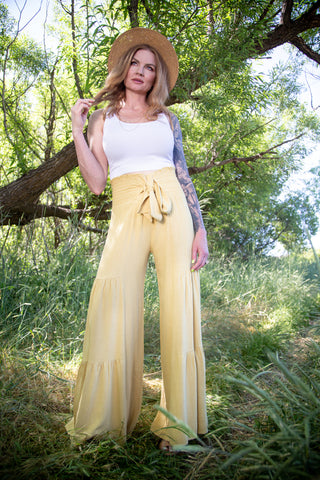 Brinley High Waisted Wide Leg Pant ~ Mustard