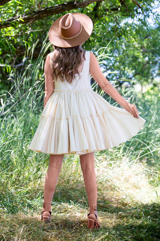 IT'S A PARTY RUFFLE MINI DRESS ~ VANILLA