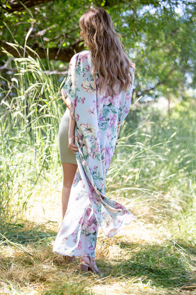 WHIMSY FLORAL SATIN LONG CARDIGAN