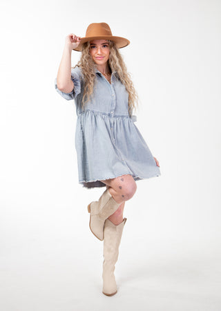 POPPY DENIM BABYDOLL DRESS