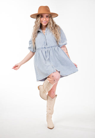 POPPY DENIM BABYDOLL DRESS