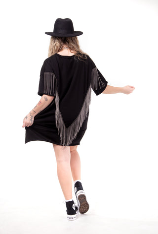 TIME TO PARTY FRINGE DRESS ~ BLACK