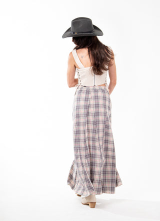 TAKE ME AWAY PLAID FLARE MAXI SKIRT