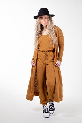 MARLEY SLEEVELESS JUMPSUIT W/ CARDIGAN ~ BUTTER SCOTCH