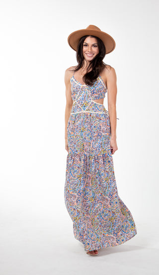 XENA CUT-OUT PAISLEY DRESS