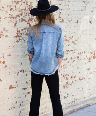 GEORGIA VINTAGE DISTRESSED DENIM TOP