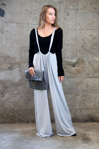 LOVING LIFE SUSPENDER PANTS ~ GREY