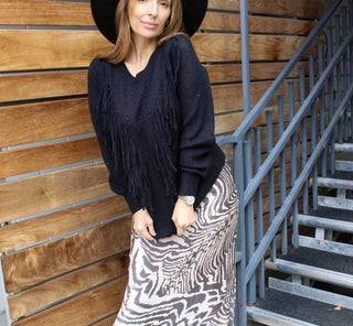 MAKE YOUR OWN WAY TASSEL SWEATER