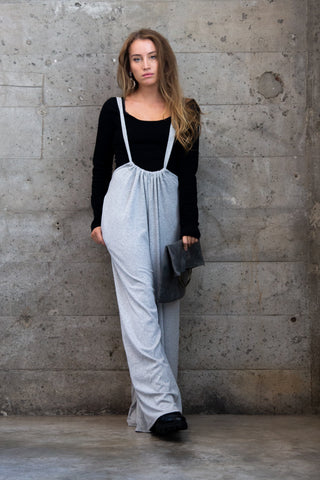 LOVING LIFE SUSPENDER PANTS ~ GREY