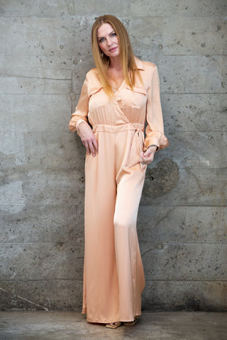 SANDY LONG SLEEVE WIDE LEG JUMPSUIT - PINK