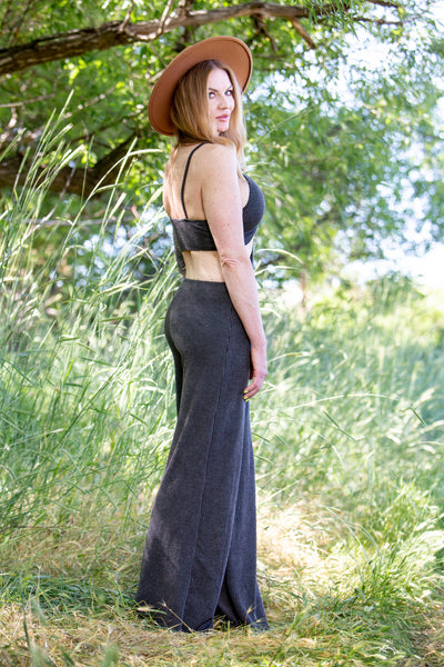 GYPSY CUT-OUT JUMPSUIT ~ BLACK CHARCOAL